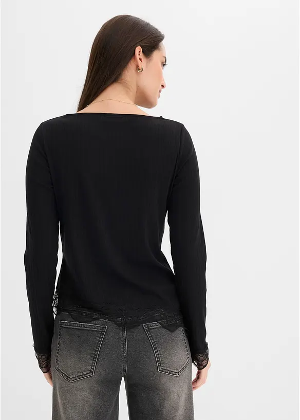 Langarmshirt mit Spitzensaum, bonprix