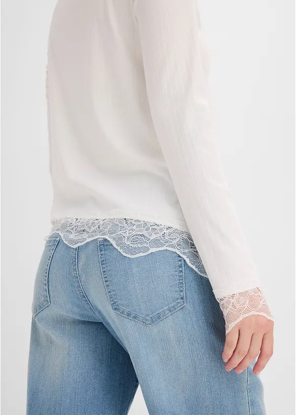 T-shirt manches longues avec dentelle &agrave; la base, bonprix