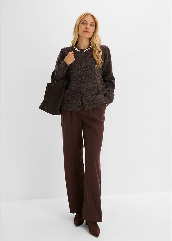 Strickjacke mit Puff&auml;rmeln, bonprix