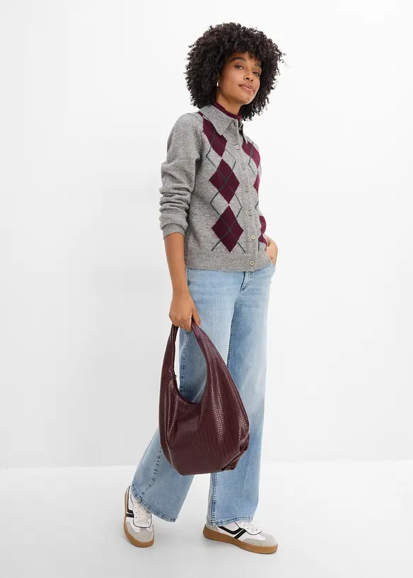 Strickjacke mit Polokragen, bonprix