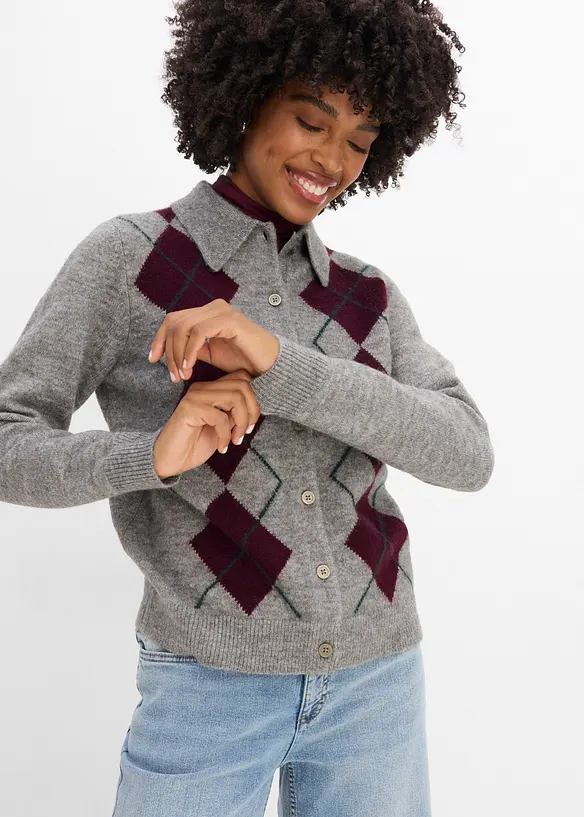 Strickjacke mit Polokragen, bonprix