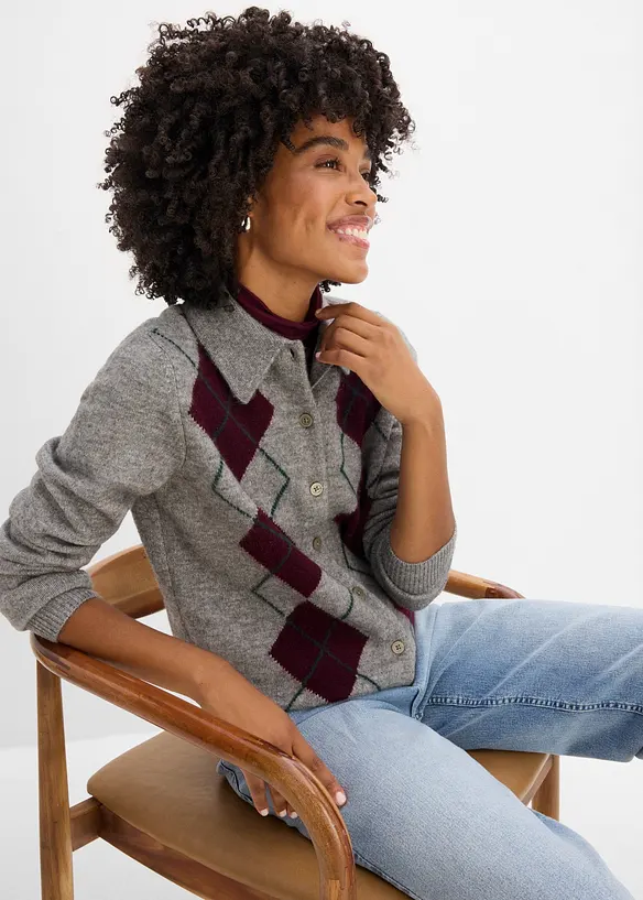 Strickjacke mit Polokragen, bonprix