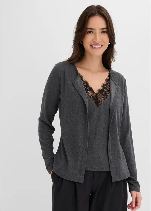 2-in-1-Shirt mit Spitze, bonprix