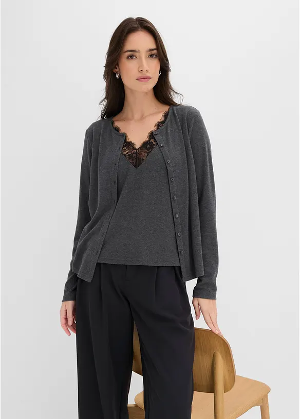 2-in-1-Shirt mit Spitze, bonprix