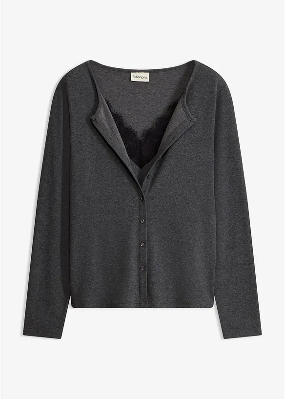 2-in-1-Shirt mit Spitze, bonprix