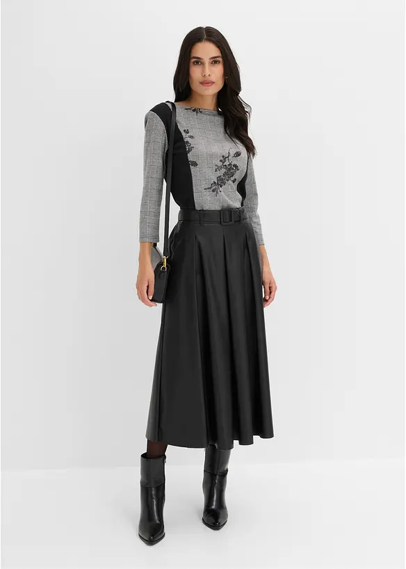 Jaquard-Shirt mit Stickerei, bonprix