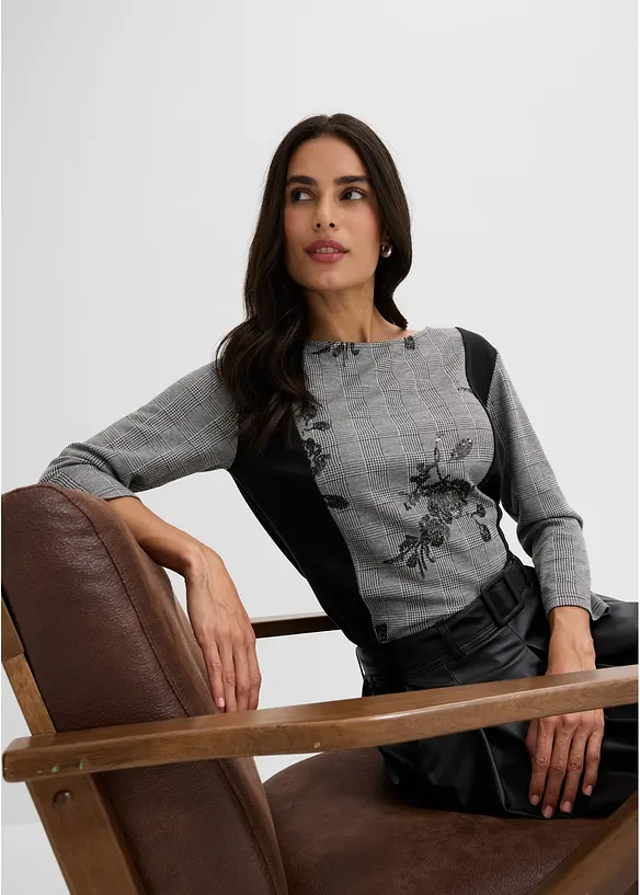 Jaquard-Shirt mit Stickerei, bonprix