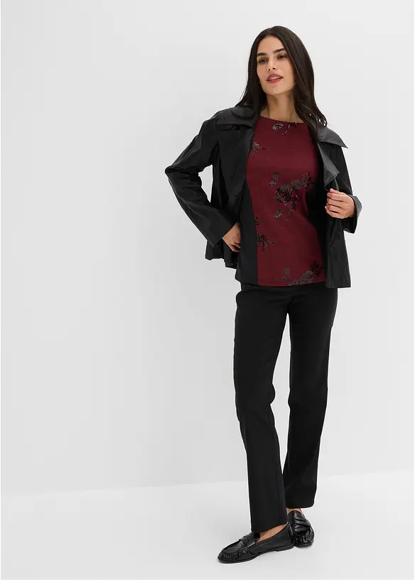 T-shirt Jacquard avec broderie, bonprix