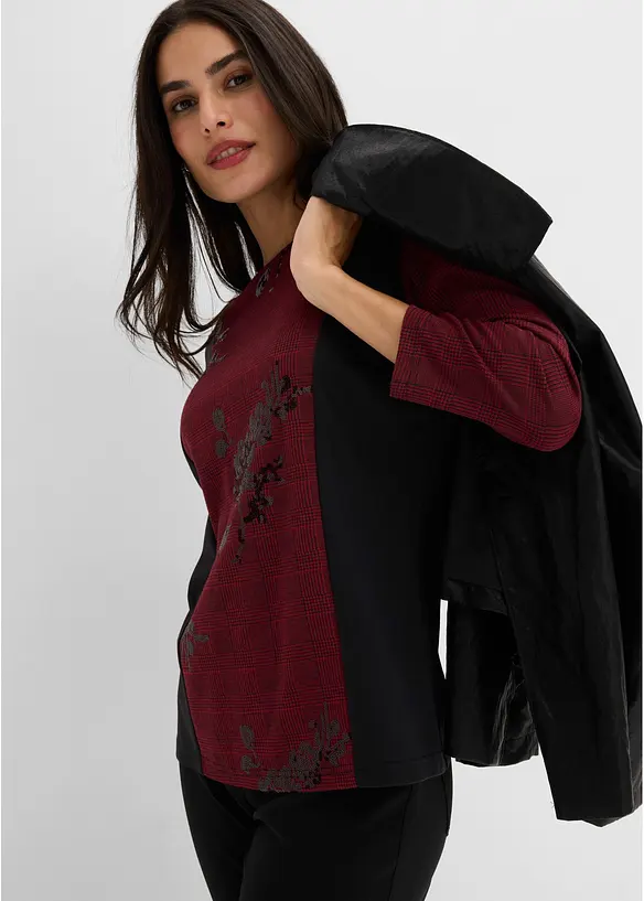 T-shirt Jacquard avec broderie, bonprix