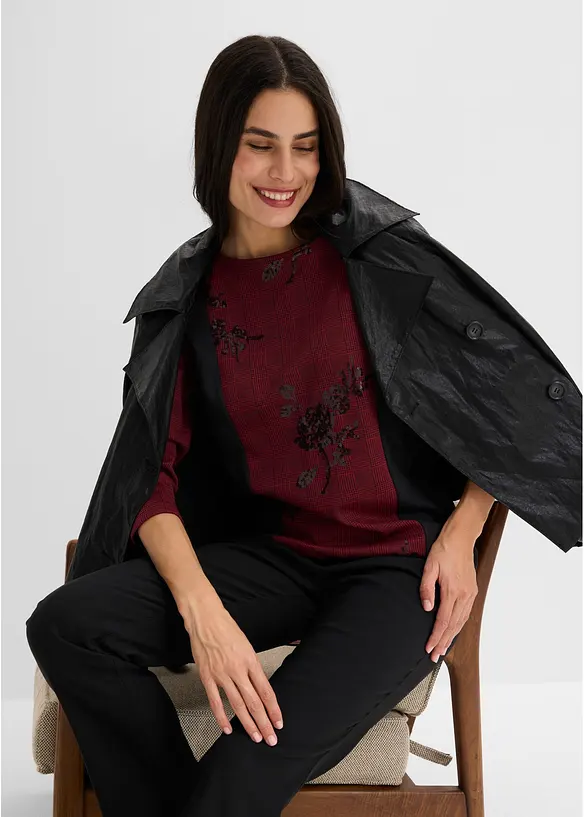 T-shirt Jacquard avec broderie, bonprix
