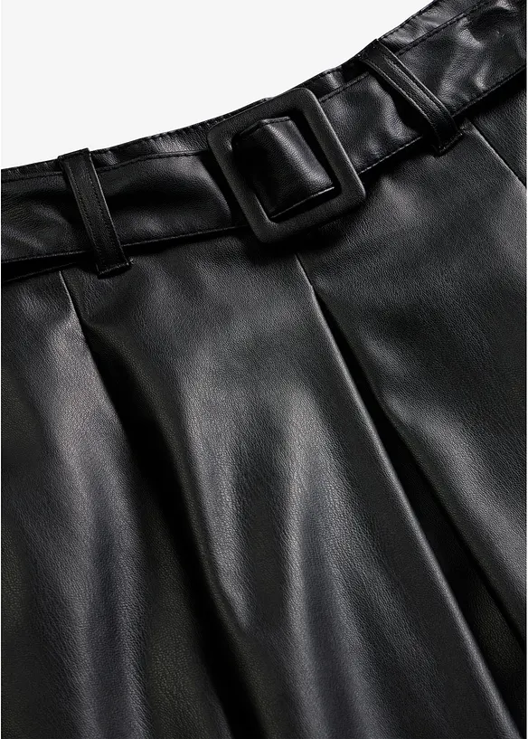 Jupe pliss&eacute;e enduite et ceinture (ens. 2&nbsp;pces), bonprix