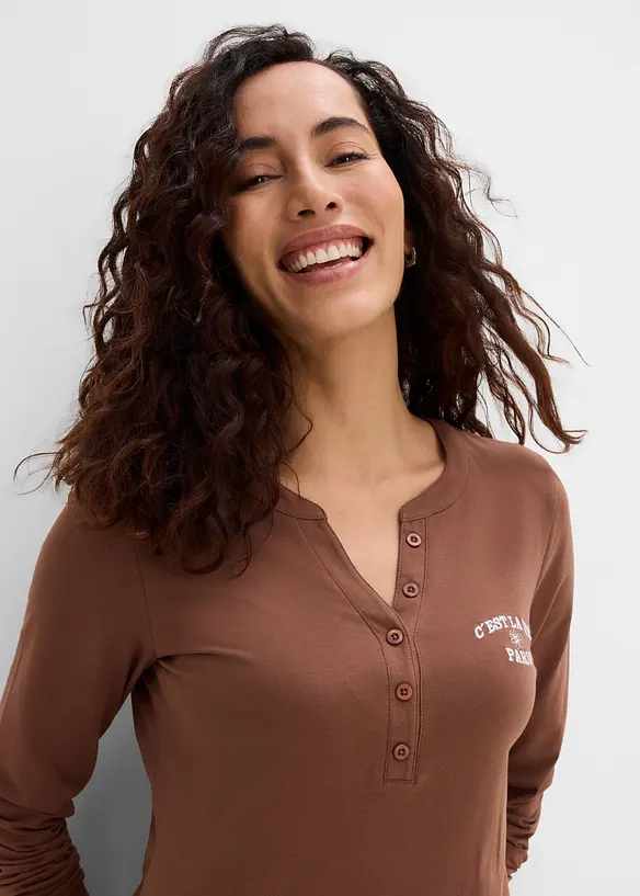 Langarmshirt aus elastischem Bio-Baumwoll-Mix, bonprix