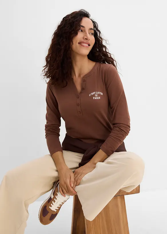 Langarmshirt aus elastischem Bio-Baumwoll-Mix, bonprix