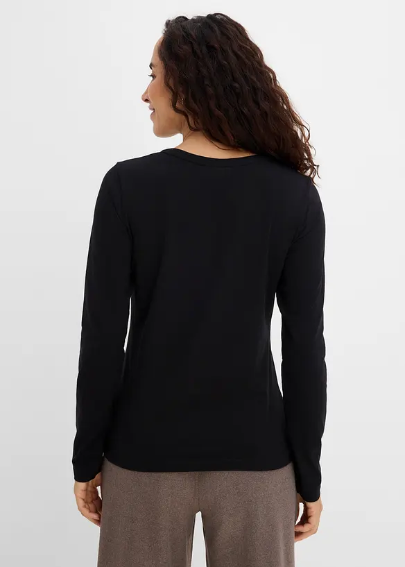 Langarmshirt aus elastischem Bio-Baumwoll-Mix, bonprix