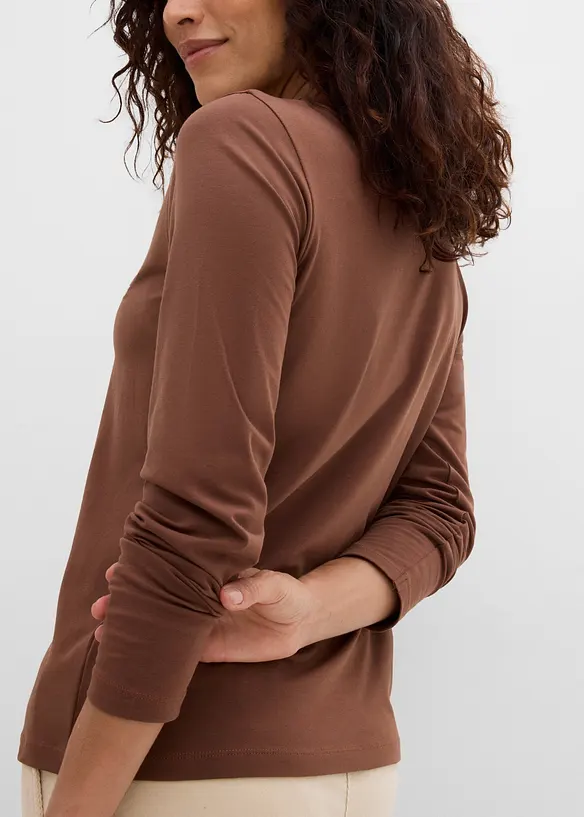Langarmshirt aus elastischem Bio-Baumwoll-Mix, bonprix