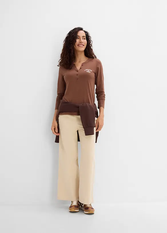 Langarmshirt aus elastischem Bio-Baumwoll-Mix, bonprix