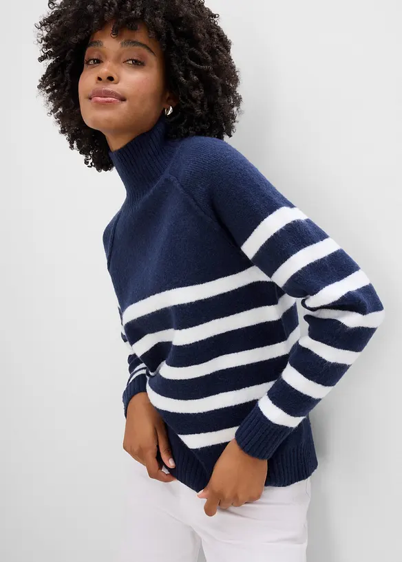 Pull en maille large &agrave; col roul&eacute;, bonprix