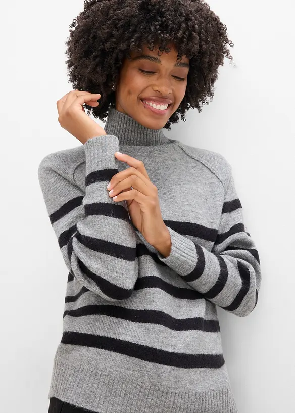 Pull en maille large &agrave; col roul&eacute;, bonprix