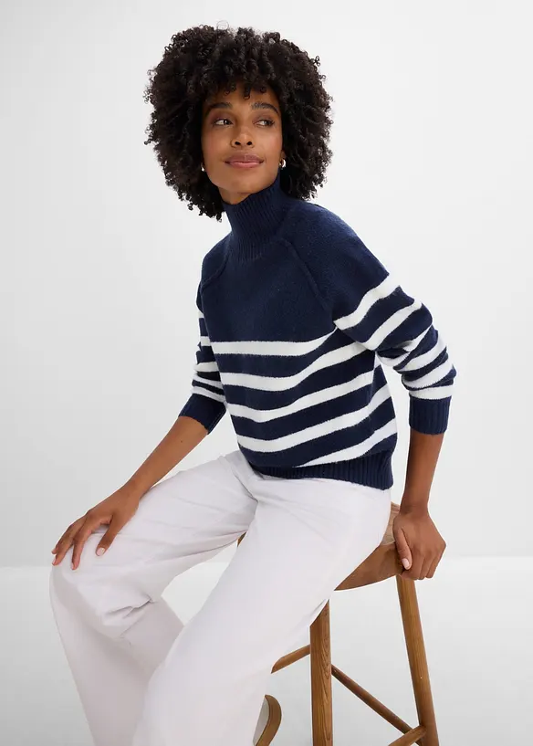 Pull en maille large &agrave; col roul&eacute;, bonprix