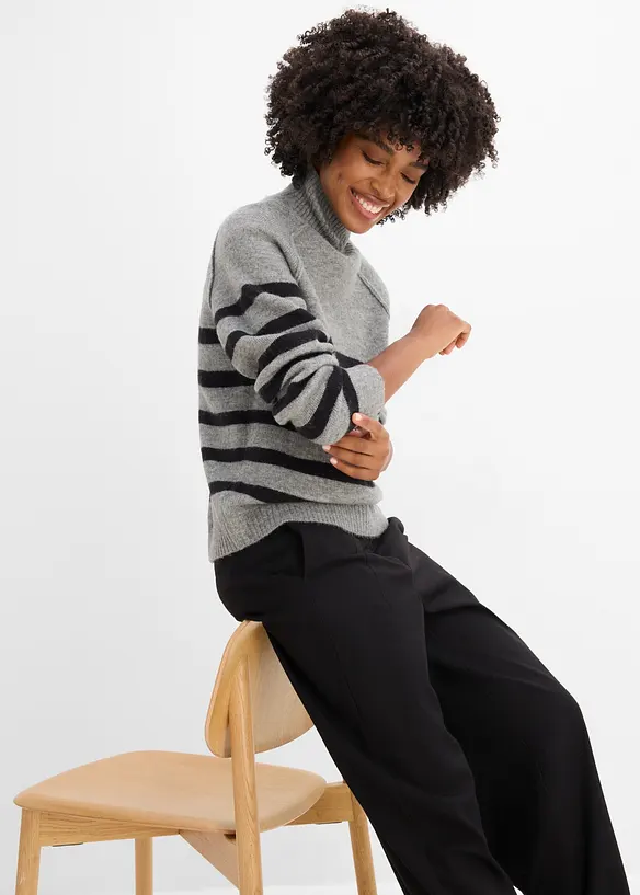 Pull en maille large &agrave; col roul&eacute;, bonprix
