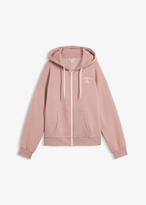 Sweat zipp&eacute; &agrave; capuche en coton m&eacute;lang&eacute;, bonprix