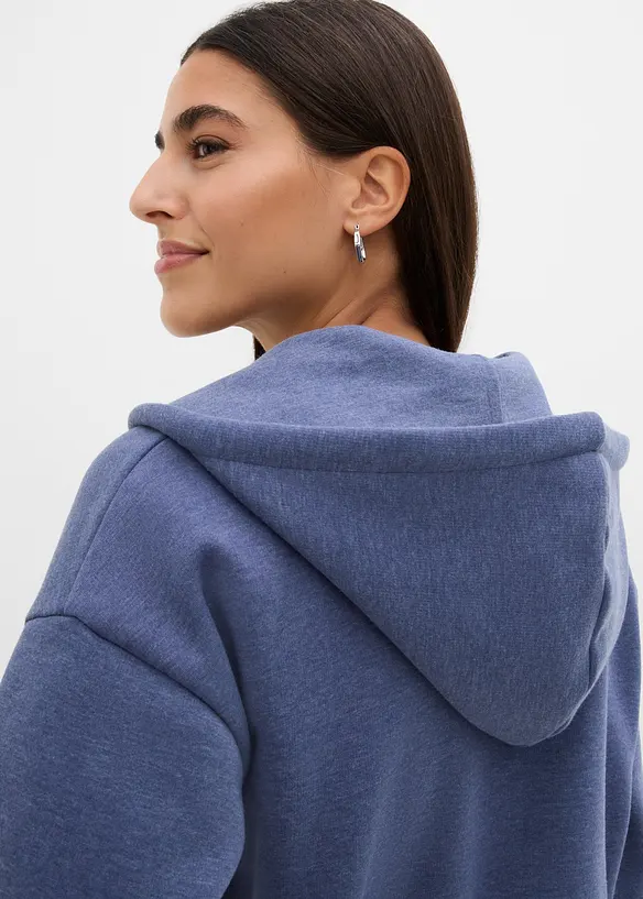Sweat zipp&eacute; &agrave; capuche en coton m&eacute;lang&eacute;, bonprix
