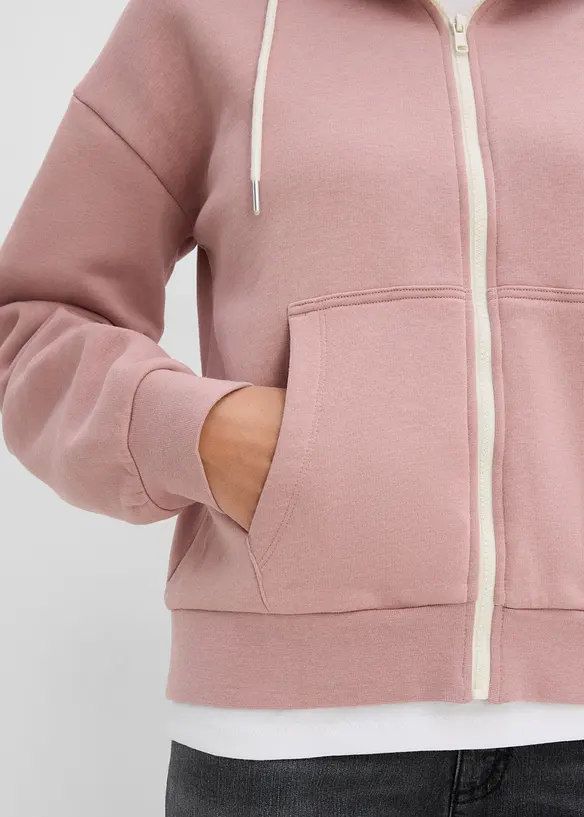 Sweat zipp&eacute; &agrave; capuche en coton m&eacute;lang&eacute;, bonprix