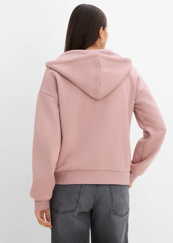 Sweat zipp&eacute; &agrave; capuche en coton m&eacute;lang&eacute;, bonprix