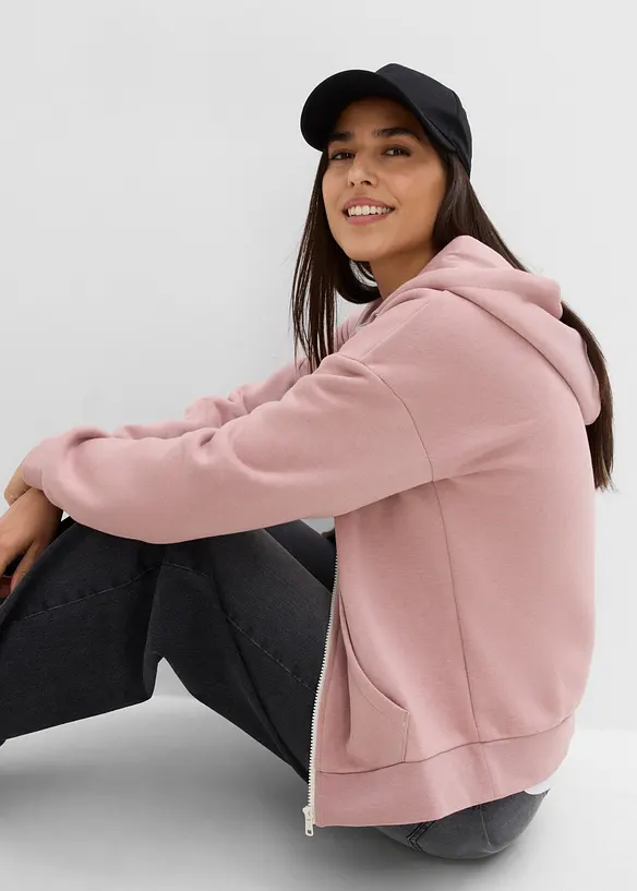 Sweat zipp&eacute; &agrave; capuche en coton m&eacute;lang&eacute;, bonprix
