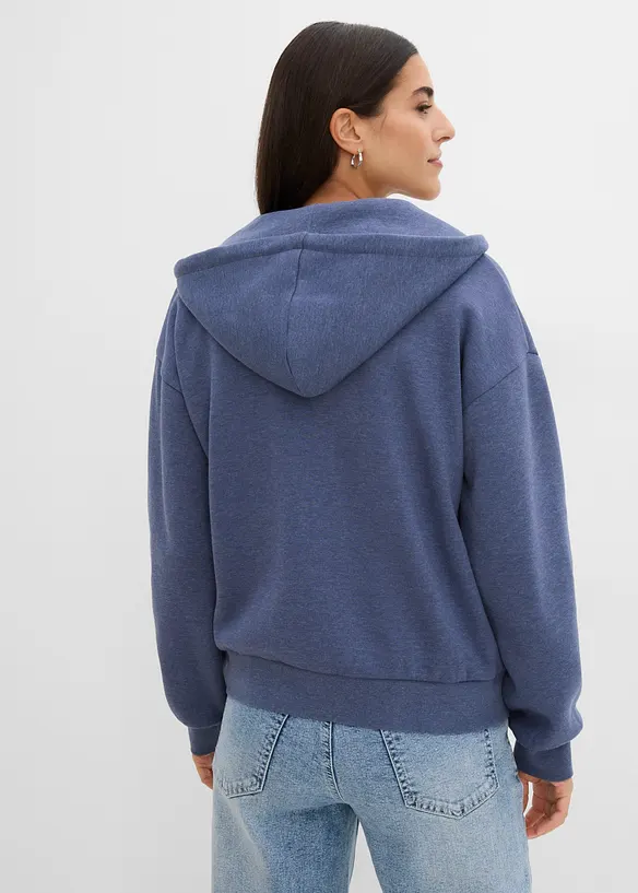 Sweat zipp&eacute; &agrave; capuche en coton m&eacute;lang&eacute;, bonprix