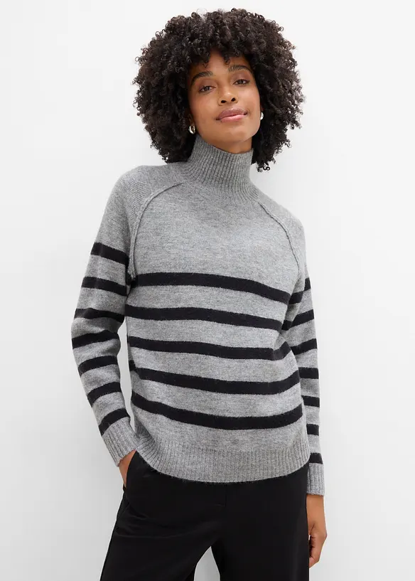 Pull en maille large &agrave; col roul&eacute;, bonprix
