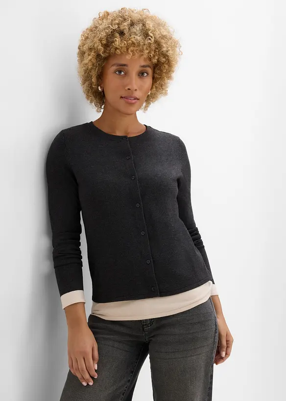 Gilet en fine maille effet 2 en 1, viscose majoritaire, bonprix
