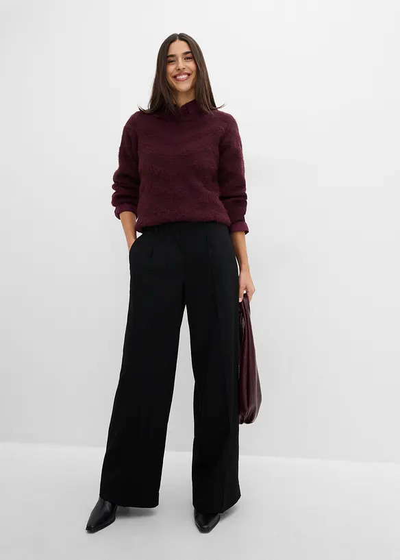 Weite Hose in Wolloptik aus Viskose-Mix, bonprix