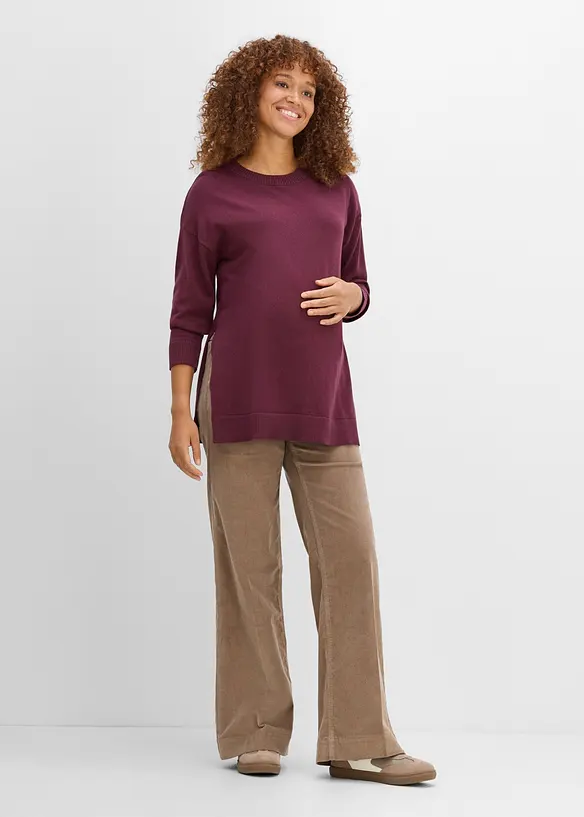 Unterbauch-Umstandshose aus Stretch-Cord, Wide Leg, bonprix