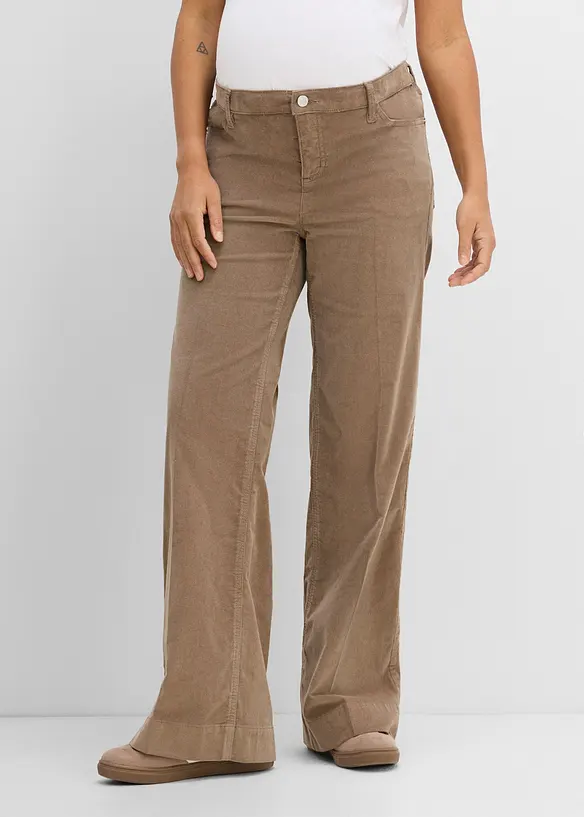Unterbauch-Umstandshose aus Stretch-Cord, Wide Leg, bonprix