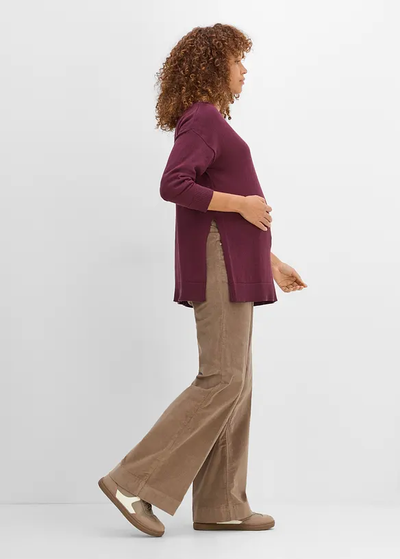 Unterbauch-Umstandshose aus Stretch-Cord, Wide Leg, bonprix