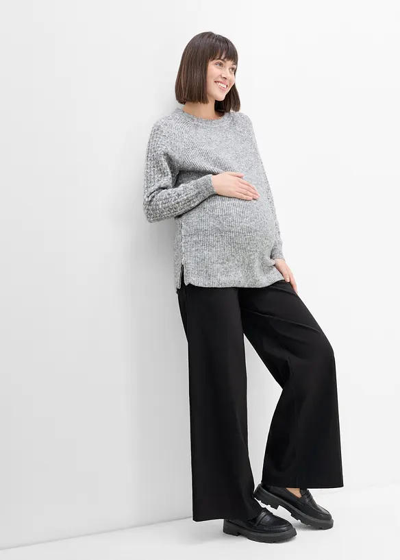 Elastische Umstandshose mit B&uuml;gelfalten, Wide Leg, bonprix