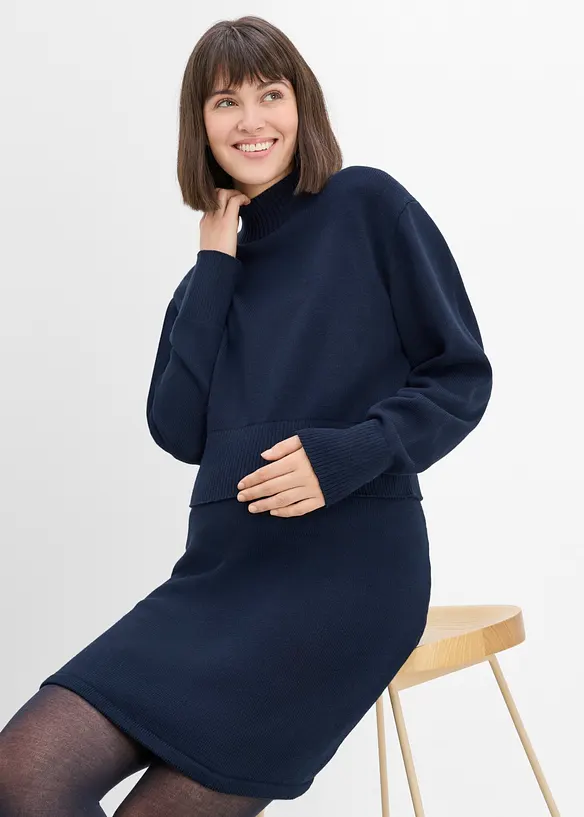 Umstands-Strick Set mit Pullover und Rock aus reiner Bio-Baumwolle, bonprix