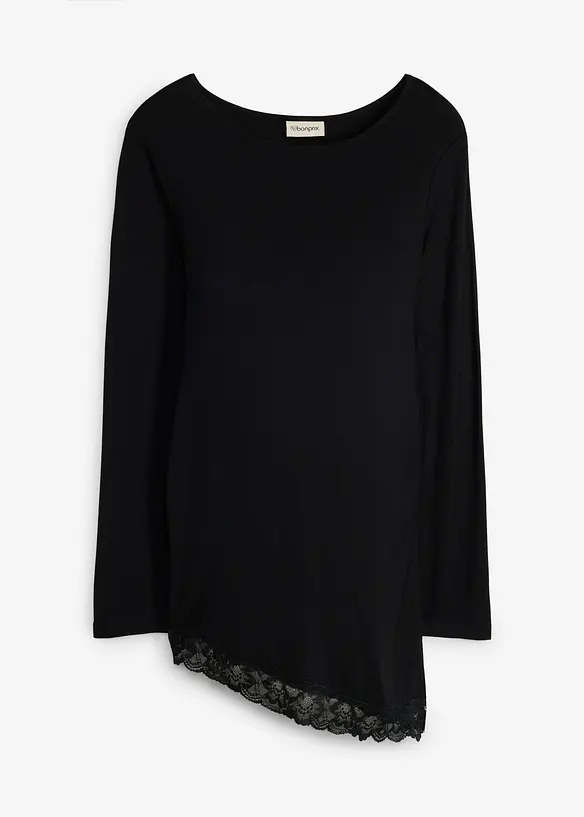 T-shirt de grossesse &eacute;l&eacute;gant avec base bord&eacute;e de dentelle, bonprix