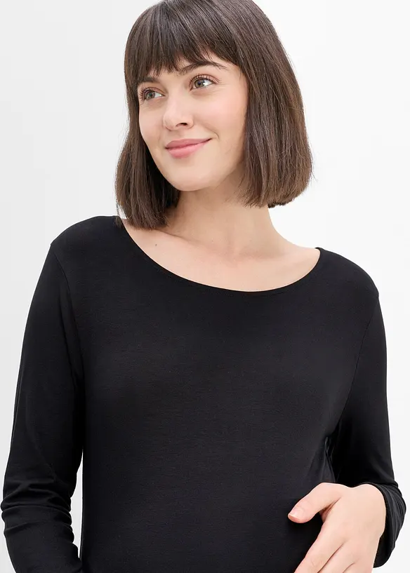 T-shirt de grossesse &eacute;l&eacute;gant avec base bord&eacute;e de dentelle, bonprix