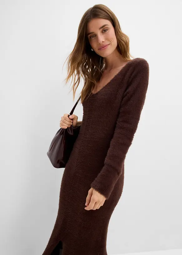 Midi-Strickkleid aus Hairy Knit, bonprix