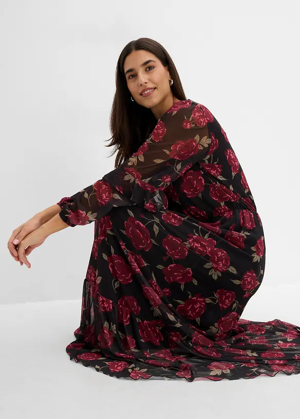 Maxikleid aus softem Mesh, bonprix