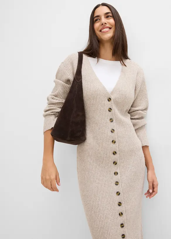 Midi-Strickkleid mit Kn&ouml;pfen, bonprix