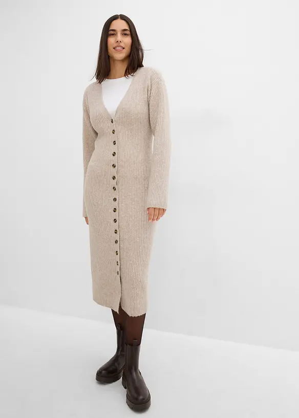 Midi-Strickkleid mit Kn&ouml;pfen, bonprix
