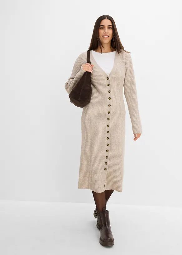 Midi-Strickkleid mit Kn&ouml;pfen, bonprix
