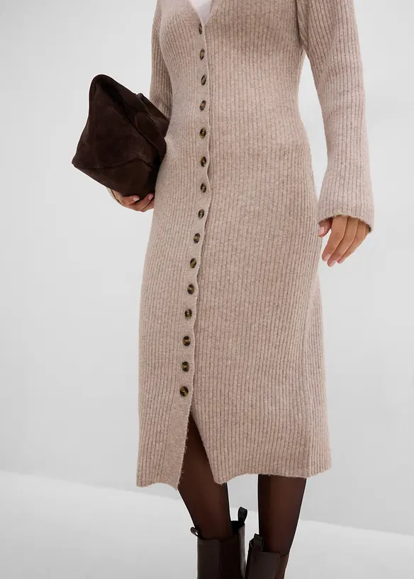 Midi-Strickkleid mit Kn&ouml;pfen, bonprix