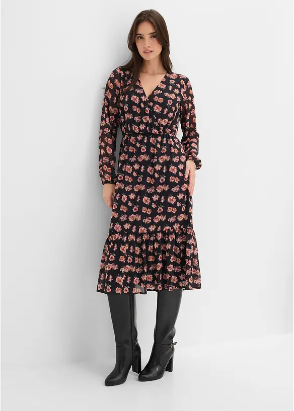 Bedrucktes Midi-Chiffonkleid, bonprix