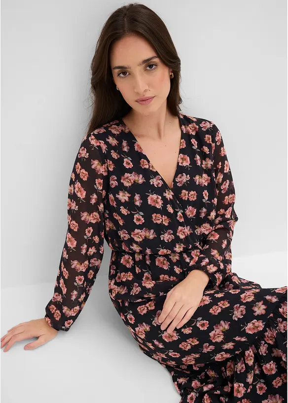 Bedrucktes Midi-Chiffonkleid, bonprix