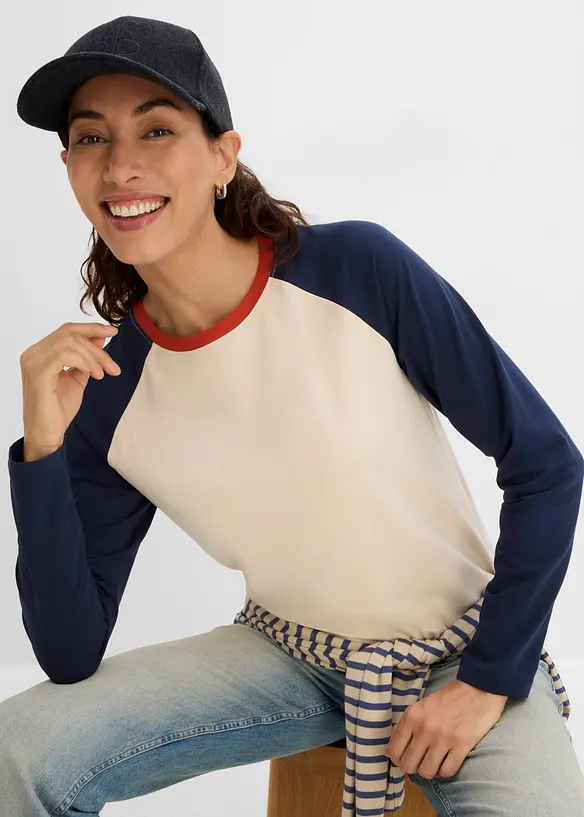 T-shirt coton &agrave; manches raglan, bonprix