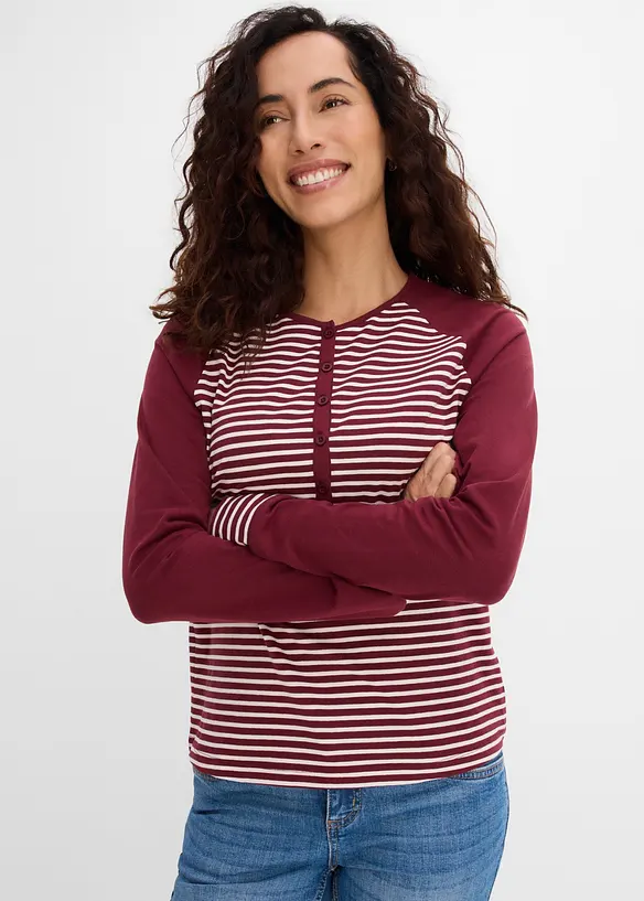 Raglanshirt aus elastischem Bio-Baumwoll-Mix, bonprix